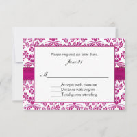 Stargazer Lily Damask Wedding Invitation