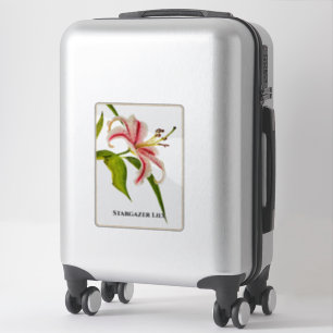 Stargazer Lily Floral Photography   Name Sticker
