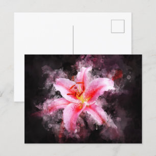 Stargazer Lily flower watercolor - bb 01 Postcard