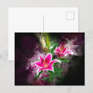 Stargazer Lily flower watercolor - bb 02 Postcard