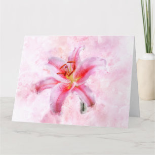 Stargazer Lily flower watercolor - wb 01 Thank You Card