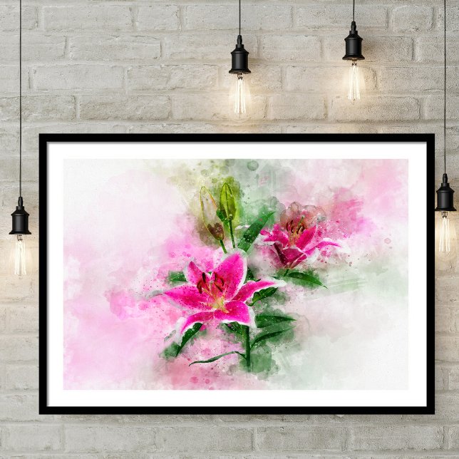 Stargazer Lily flower watercolor - wb 02 Photo Print (Creator Uploaded)