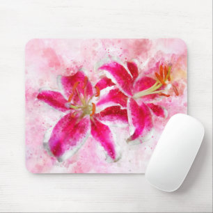 Stargazer Lily flower watercolor - wb 03 Mouse Pad