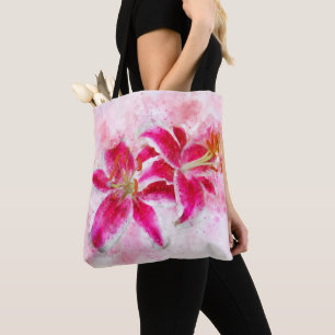 Stargazer Lily flower watercolor - wb 03 Tote Bag