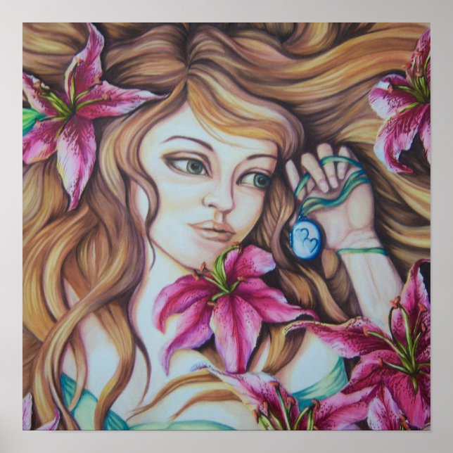 Stargazer Lily Goddess Fantasy Art Print (Front)