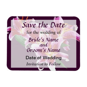 Stargazer Lily Heart Save the Date Magnet
