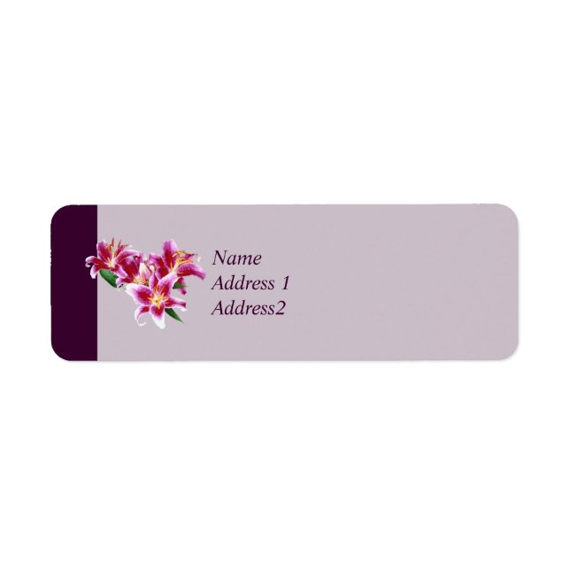 Stargazer Lily Heart Save the Date Return Address Label (Front)