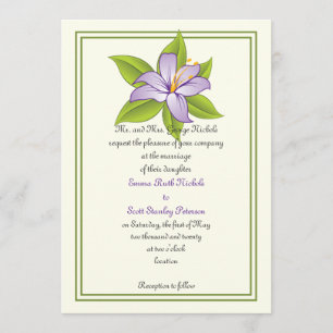 Stargazer lily lilac purple wedding invitation