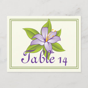Stargazer lily lilac purple wedding table number postcard