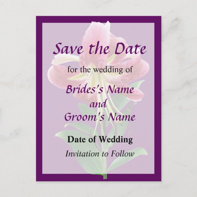 Stargazer Lily Looking Down Wedding Save the Datec Announcement Postcard (Front)