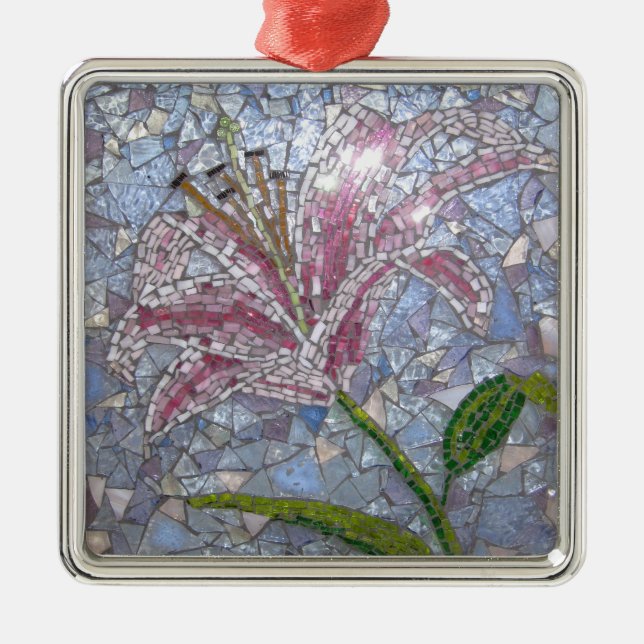 Stargazer Lily Mosaic Metal Tree Decoration (Front)