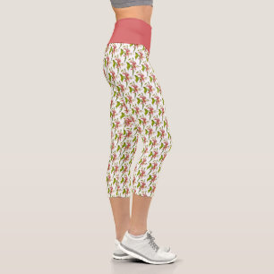 Stargazer Lily Photo Scattered Flower Pattern Capri Leggings