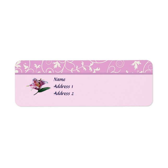 Stargazer Lily Profile Save the Date Return Address Label (Front)