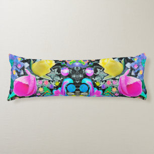 Stargazer Lily, Rose and Pink Hibiscus Collage Body Cushion
