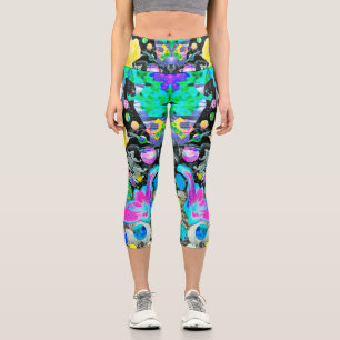 Stargazer Lily, Rose and Pink Hibiscus Collage Capri Leggings