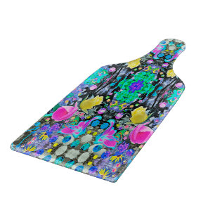 Stargazer Lily, Rose and Pink Hibiscus Collage Cutting Board