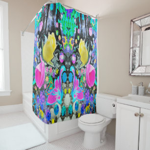 Stargazer Lily, Rose and Pink Hibiscus Collage Shower Curtain