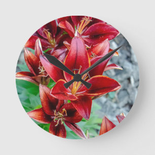 Stargazer Lily Round Clock
