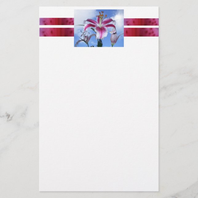 Stargazer Lily Stationery (Front)