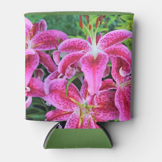 Stargazer Oriental Lilies Can Cooler (Front)