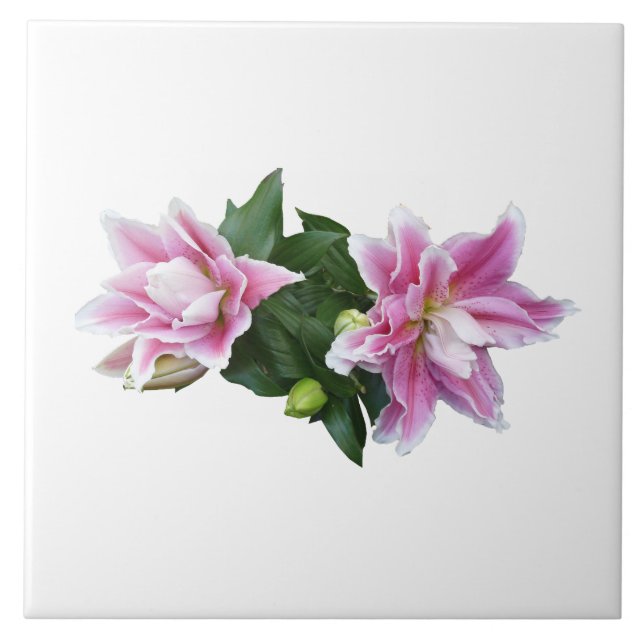 Stargazer oriental lilies ceramic tile (Front)