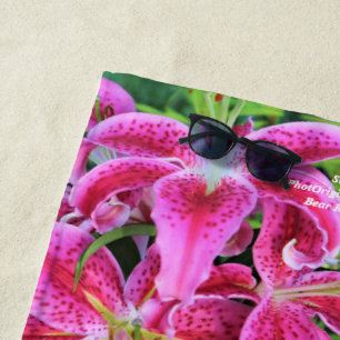 Stargazer Oriental Lilies, Large Pattern Beach Towel