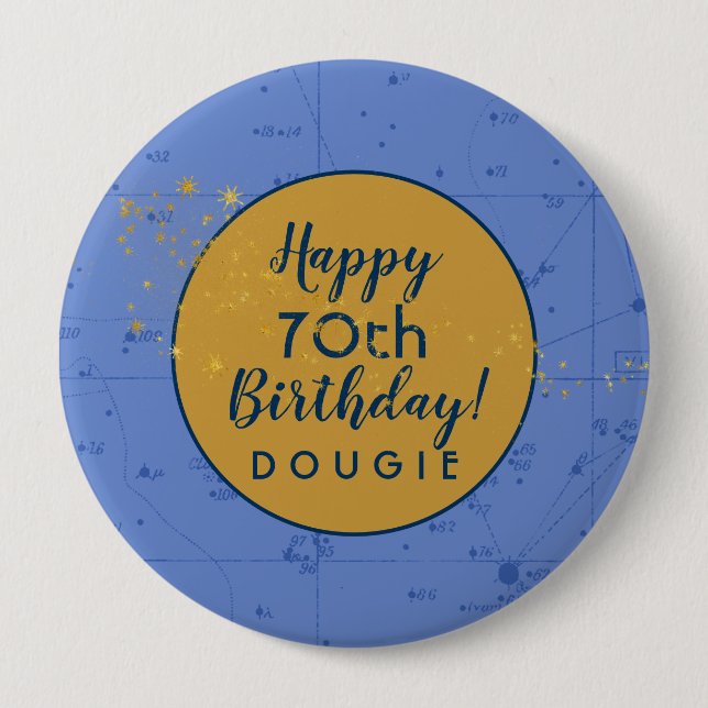 Stargazer Periwinkle Blue Personalised Birthday 10 Cm Round Badge (Front)