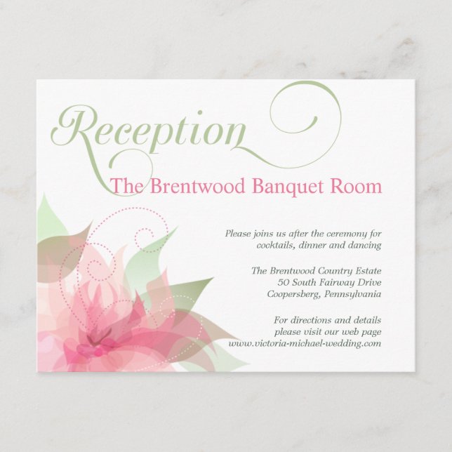 Stargazer Pink & White Floral Wedding Reception Enclosure Card (Front)