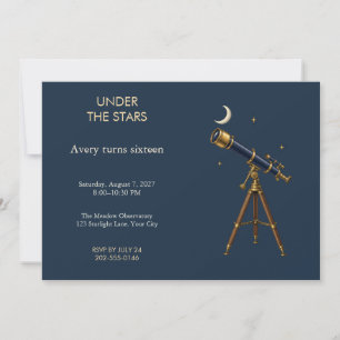 Stargazer Telescope Birthday Invitation