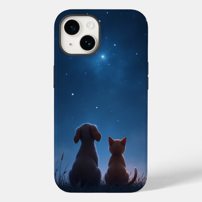 Stargazing Puppy & Kitten iPhone Case (Back)