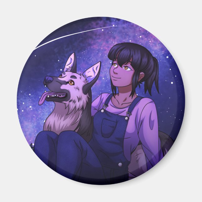 Stargazing with a Dog Magnet (Front)