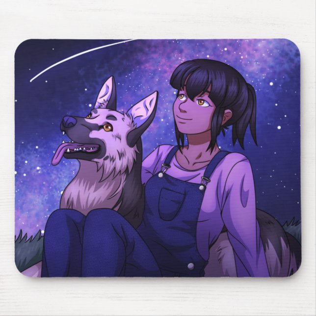 Stargazing with a Dog Mouse Pad (Front)