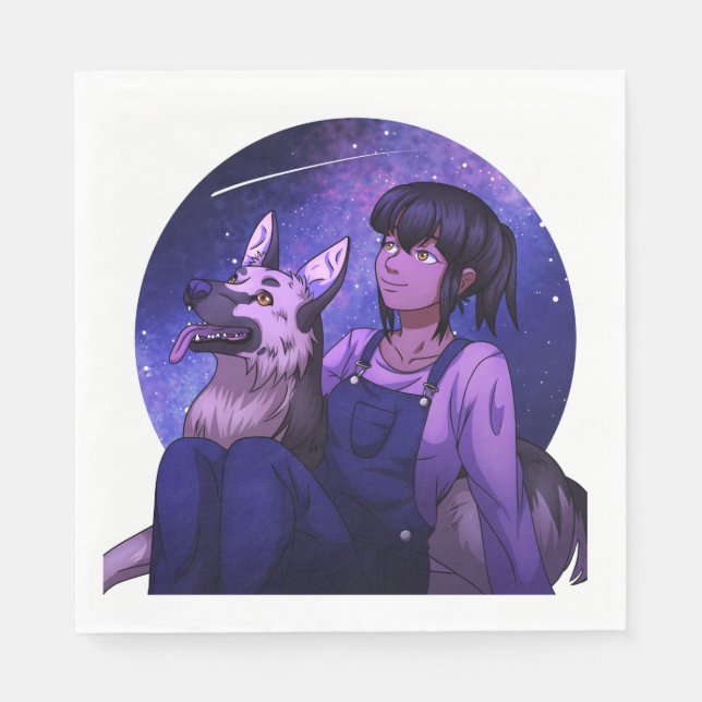 Stargazing with a Dog Napkin (Front)
