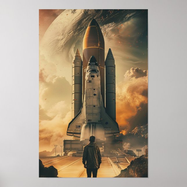 Staring at Giant Spaceship Poster Print (Front)