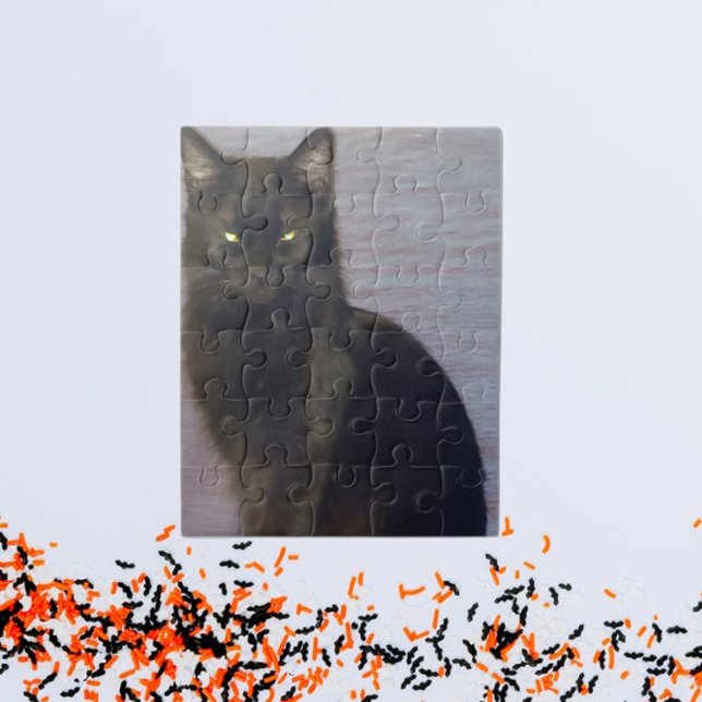Staring Black Cat Photo Jigsaw Puzzle (Creator Uploaded)
