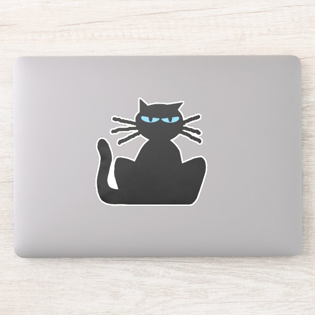 Staring Black Cat with Blue Eyes Contour (Computer)