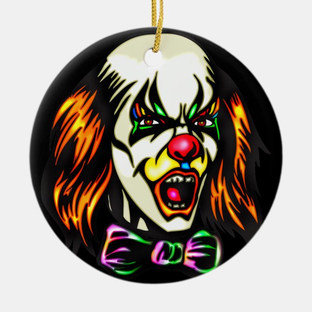 Staring Evil Clown Ceramic Ornament (Front)