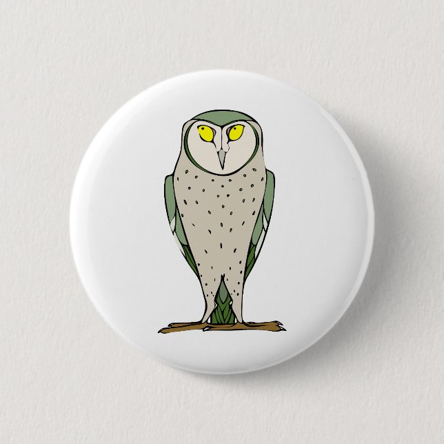 Staring Owl 6 Cm Round Badge (Front)