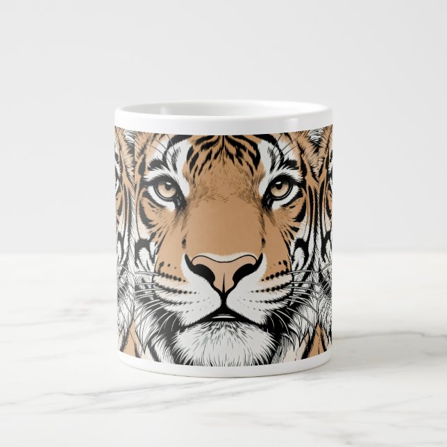 Staring Tiger Face, Tiger Large Coffee Mug (Front)