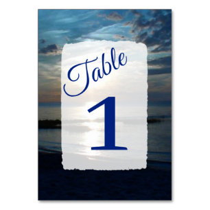 Stark Blue Ocean Wedding Table Number Cards