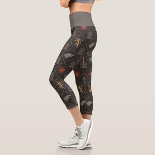 Stark, Lannister, Targaryen, Iron Throne Pattern Capri Leggings