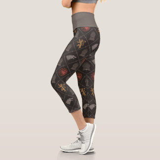 Stark, Lannister, Targaryen, Iron Throne Pattern Capri Leggings