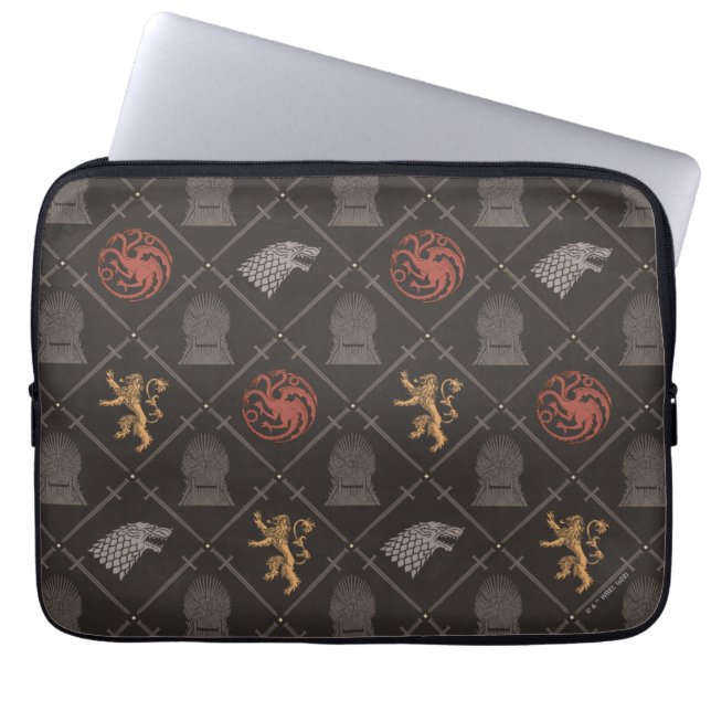 Stark, Lannister, Targaryen, Iron Throne Pattern Laptop Sleeve (Front)