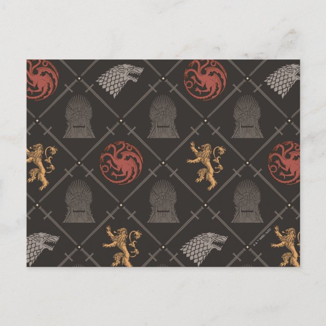 Stark, Lannister, Targaryen, Iron Throne Pattern Postcard (Front)