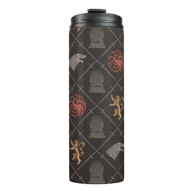Stark, Lannister, Targaryen, Iron Throne Pattern Thermal Tumbler (Front)