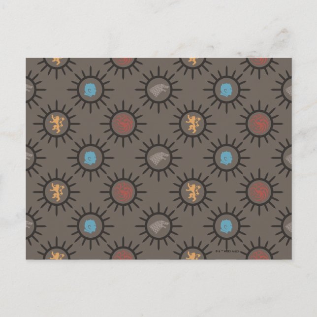 Stark, Lannister, Targaryen, Night King Pattern Postcard (Front)