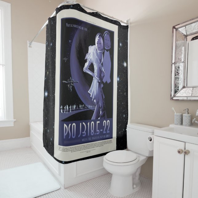 Starless Planet vacation advert space tourism Shower Curtain (In Situ)