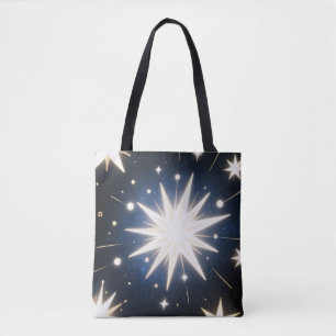 Starlight Bursts ,Radiant Cosmic Pattern Tote Bag