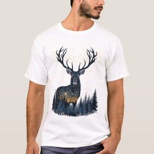 Starlight Deer – Forest Antlers Constellation Illu T-Shirt