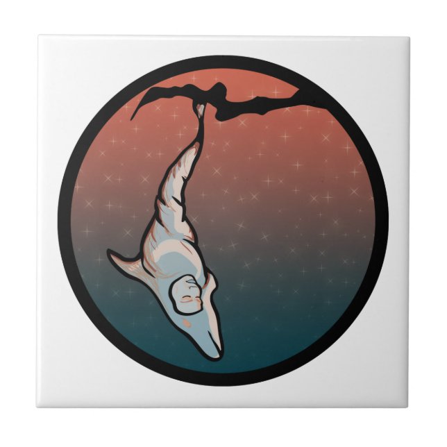 starlight dolphin cocoon ceramic tile (Front)